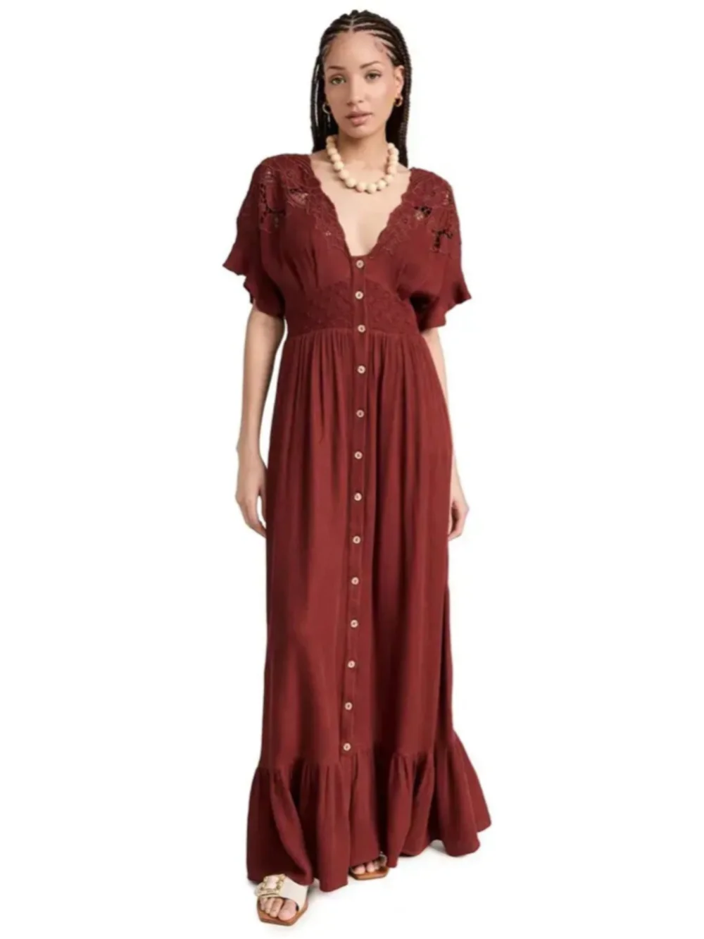 oversized sweater dress red Red V-Neck Oversized Sweater Dress